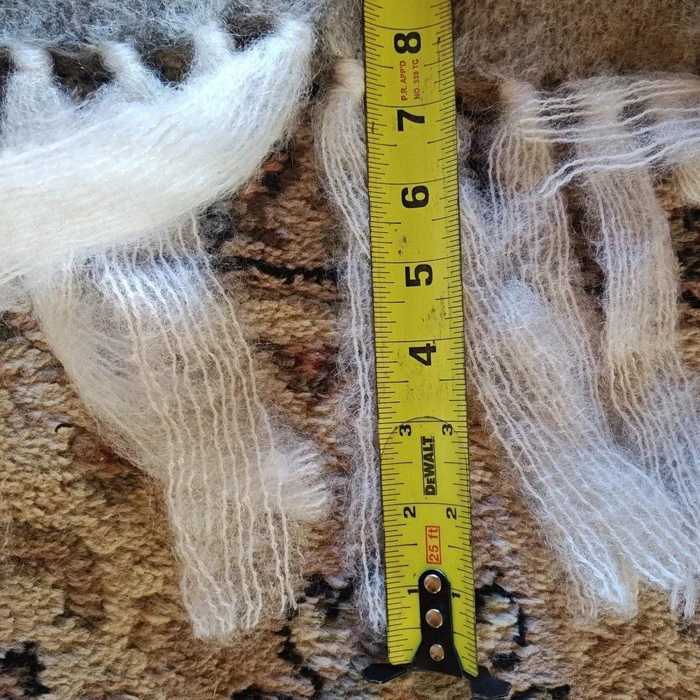 Donegal Design‎ Scarf Throw 74x18 Grey Cream Mohair Wool Handwoven Ireland